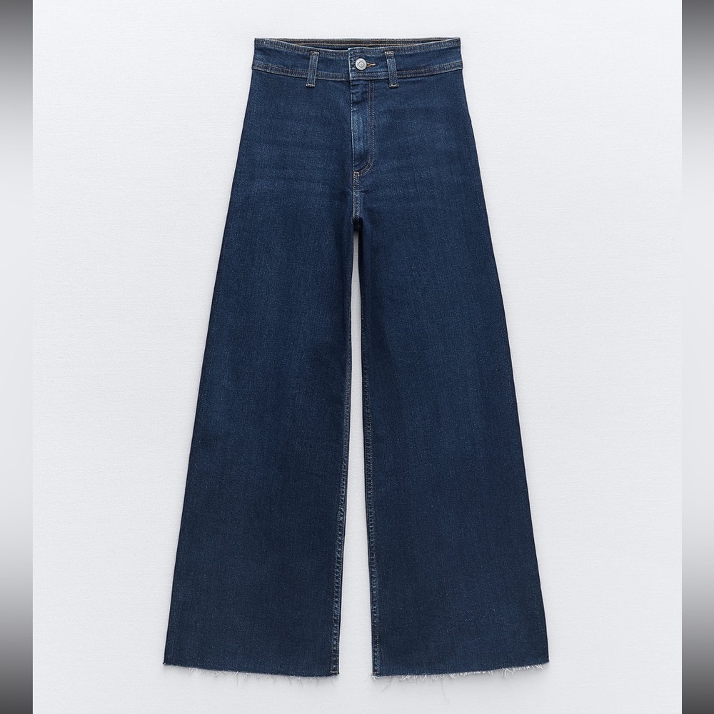 Zara marine straight wide leg jeans